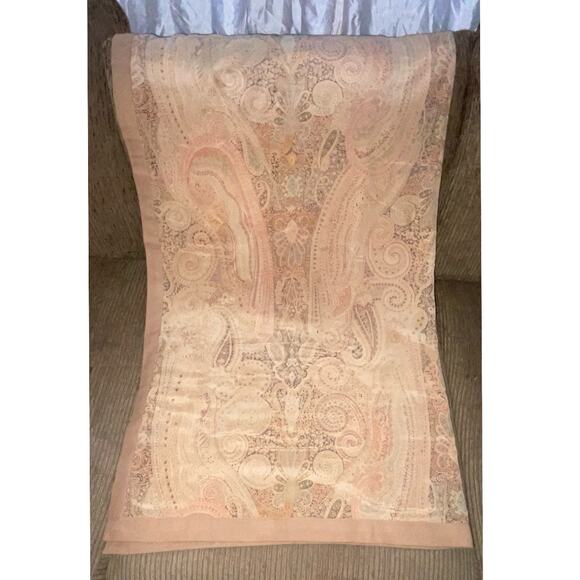 VOGHI Brown Paisley Print 100% Silk / 100% Wool Throw Blanket - Picture 1 of 3